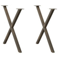 vidaXL Esstischbeine X-Form 2 Stk. Naturstahl 80x(72-73) cm Stahl