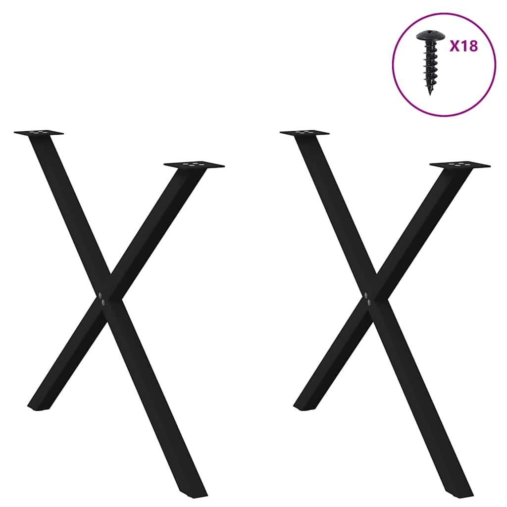 vidaXL Esstischbeine X-Form 2 Stk. Schwarz 90x(72-73) cm Stahl