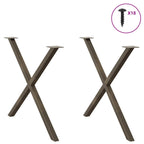 vidaXL Esstischbeine X-Form 2 Stk. Naturstahl 90x(72-73) cm Stahl