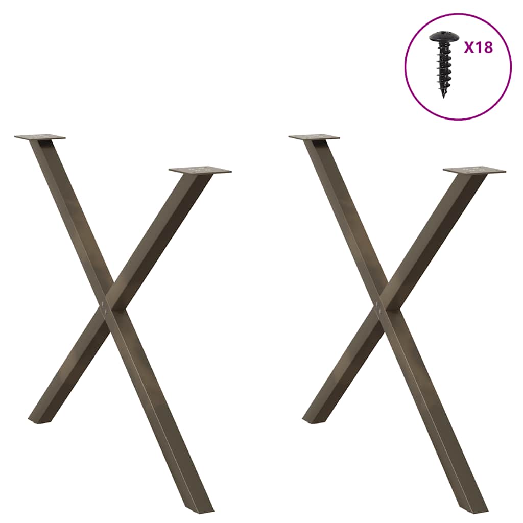 vidaXL Esstischbeine X-Form 2 Stk. Naturstahl 90x(72-73) cm Stahl