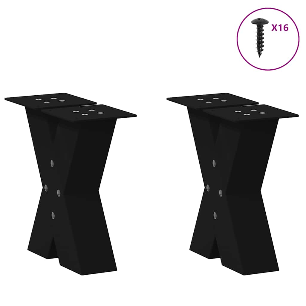 vidaXL Couchtischbeine X-Form 2 Stk. Schwarz 40x(30-31) cm Stahl
