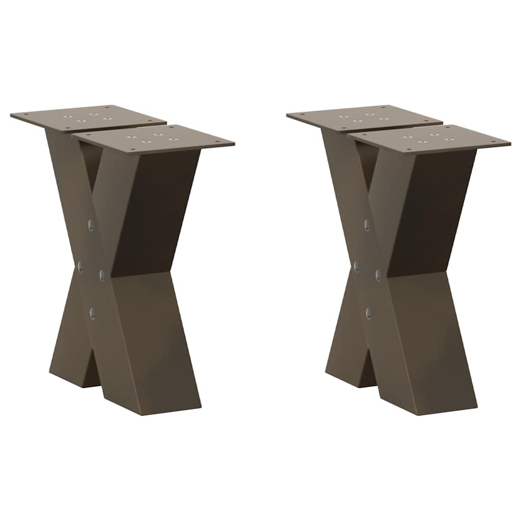 vidaXL Couchtischbeine X-Form 2 Stk. Naturstahl 40x(30-31) cm Stahl