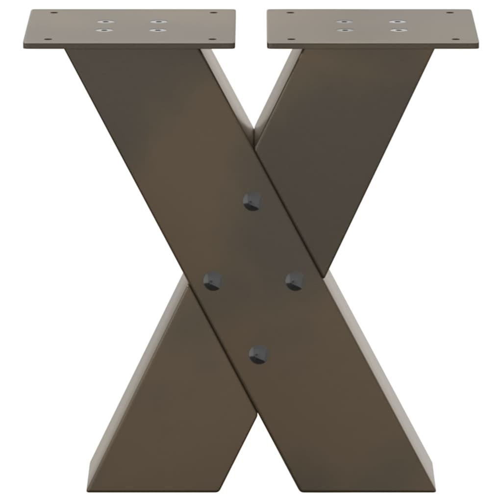vidaXL Couchtischbeine X-Form 2 Stk. Naturstahl 40x(30-31) cm Stahl