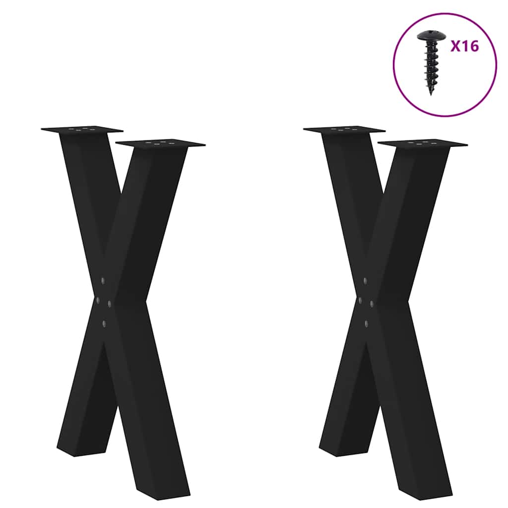 vidaXL Esstischbeine X-Form 2 Stk. Schwarz 60x(72-73) cm Stahl