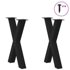 vidaXL Esstischbeine X-Form 2 Stk. Schwarz 60x(72-73) cm Stahl