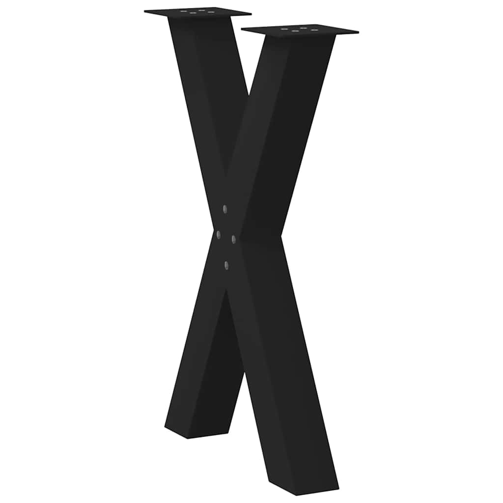 vidaXL Esstischbeine X-Form 2 Stk. Schwarz 60x(72-73) cm Stahl