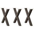 vidaXL Esstischbeine X-Form 3 Stk. Naturstahl 70x(72-73) cm Stahl