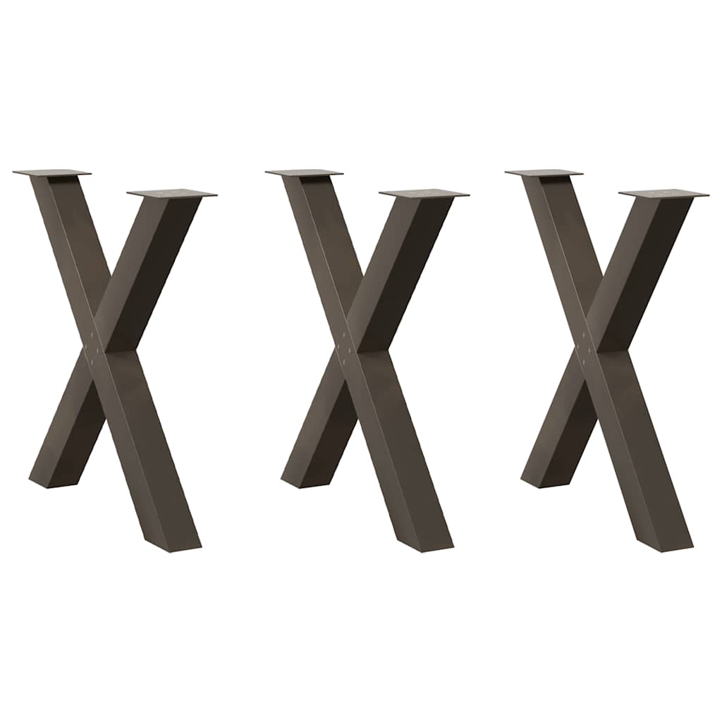 vidaXL Esstischbeine X-Form 3 Stk. Naturstahl 70x(72-73) cm Stahl