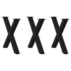 vidaXL Esstischbeine X-Form 3 Stk. Schwarz 80x(72-73) cm Stahl