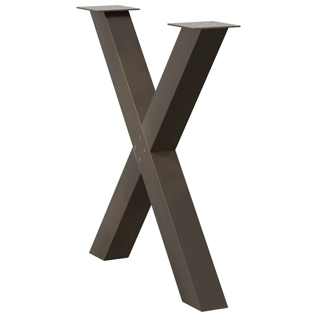 vidaXL Esstischbeine X-Form 3 Stk. Naturstahl 80x(72-73) cm Stahl