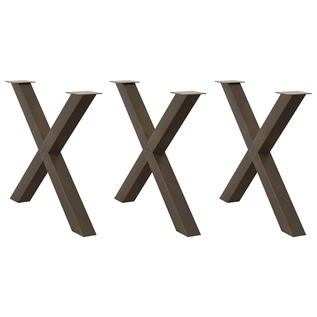 vidaXL Esstischbeine X-Form 3 Stk. Naturstahl 90x(72-73) cm Stahl