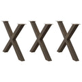 vidaXL Esstischbeine X-Form 3 Stk. Naturstahl 90x(72-73) cm Stahl