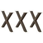vidaXL Esstischbeine X-Form 3 Stk. Naturstahl 90x(72-73) cm Stahl