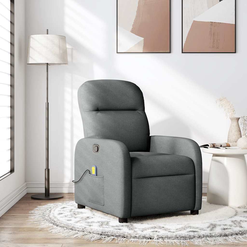 vidaXL Massage-Relaxsessel, Stoff, Dunkelgrau