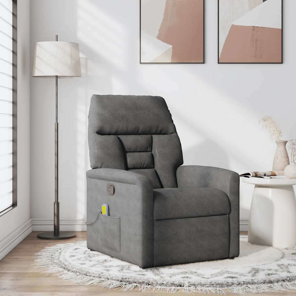 vidaXL Massagesessel Dunkelgrau Mikrofasergewebe