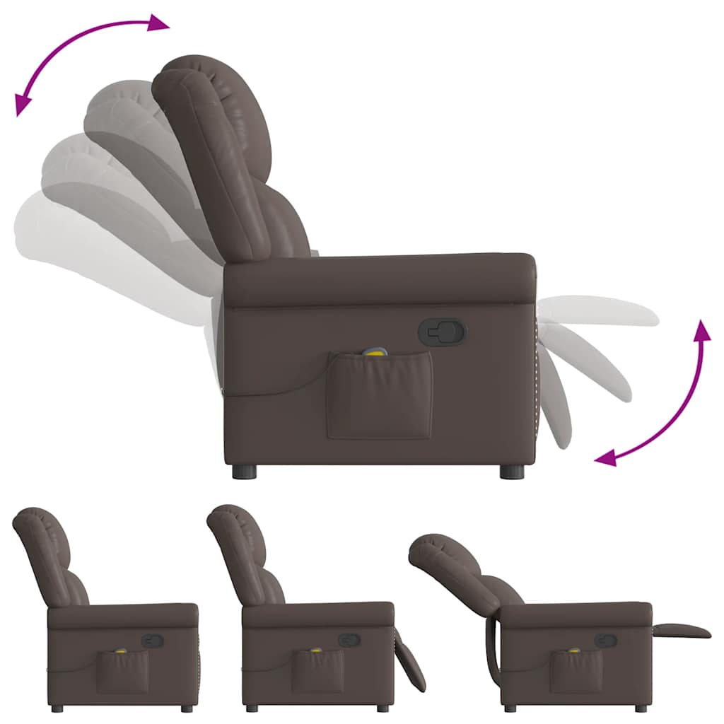 vidaXL Massagesessel Braun Glänzendes Kunstleder