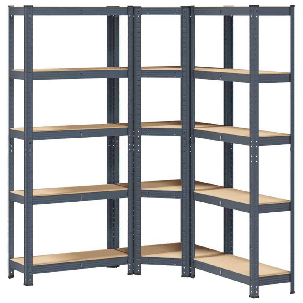 vidaXL Regal-Set 5 Böden 3-tlg. Anthrazit Stahl & Holzwerkstoff