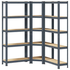 vidaXL Regal-Set 5 Böden 3-tlg. Anthrazit Stahl & Holzwerkstoff