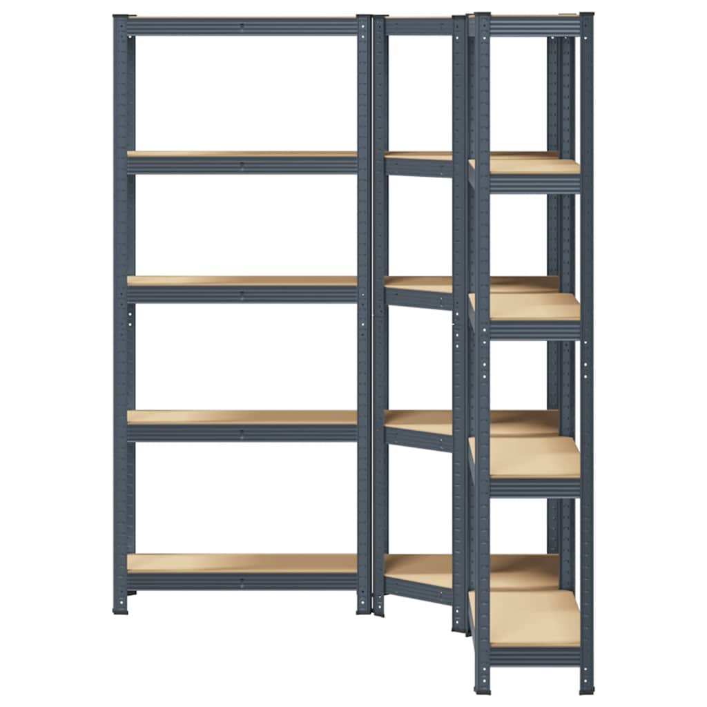 vidaXL Regal-Set 5 Böden 3-tlg. Anthrazit Stahl & Holzwerkstoff