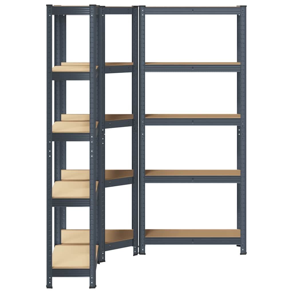 vidaXL Regal-Set 5 Böden 3-tlg. Anthrazit Stahl & Holzwerkstoff