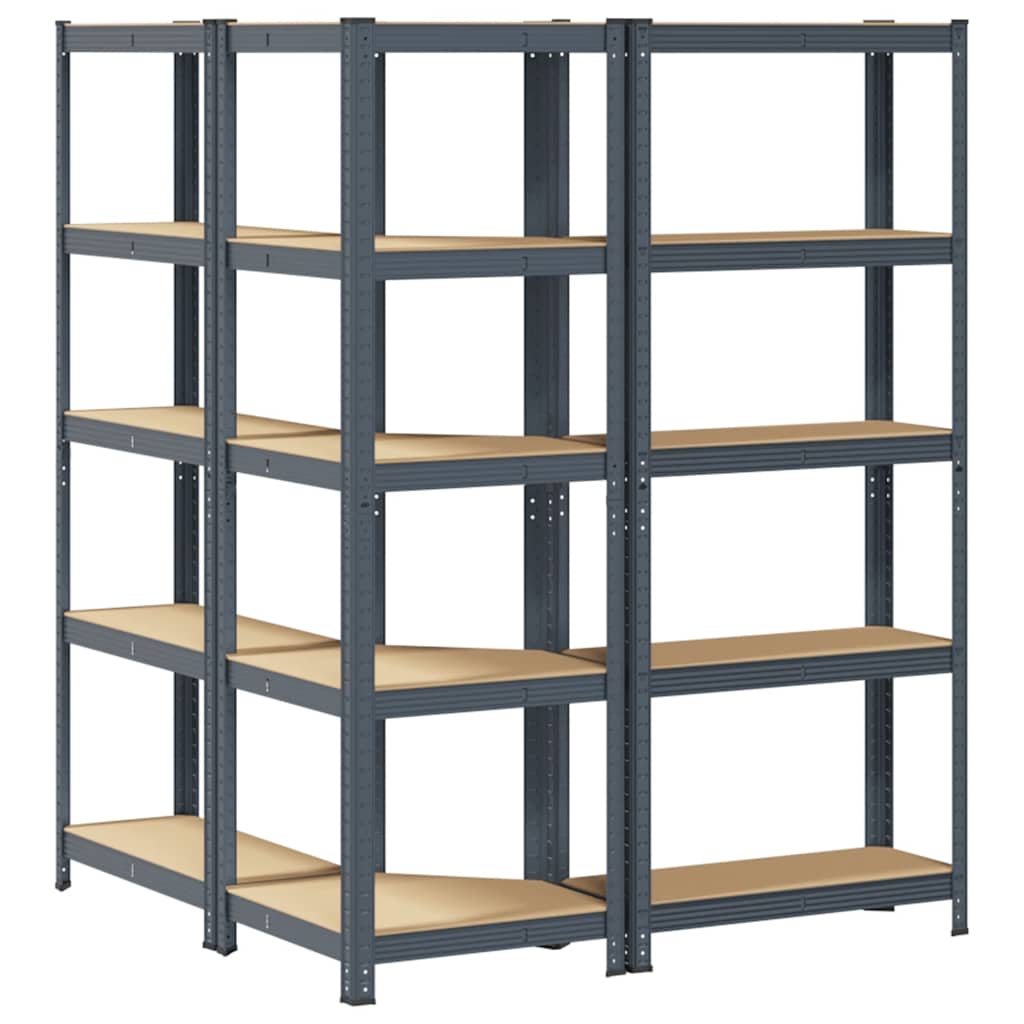 vidaXL Regal-Set 5 Böden 3-tlg. Anthrazit Stahl & Holzwerkstoff
