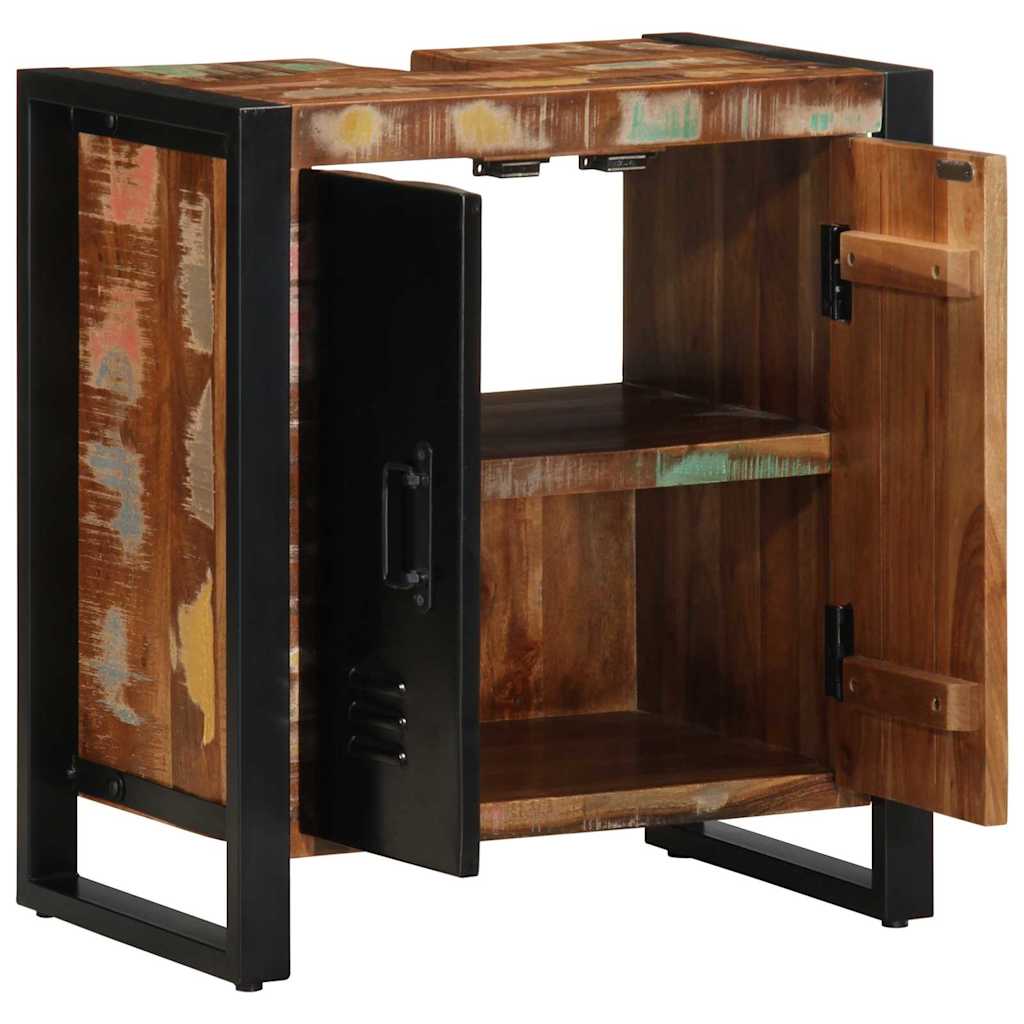 vidaXL Badezimmerschrank mit Regal Braun Massives upgecyceltes Holz