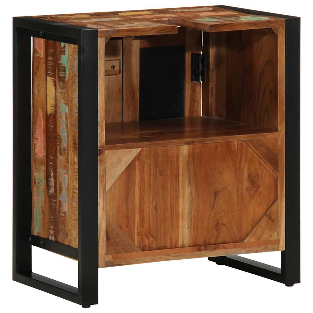 vidaXL Badezimmerschrank mit Regal Braun Massives upgecyceltes Holz