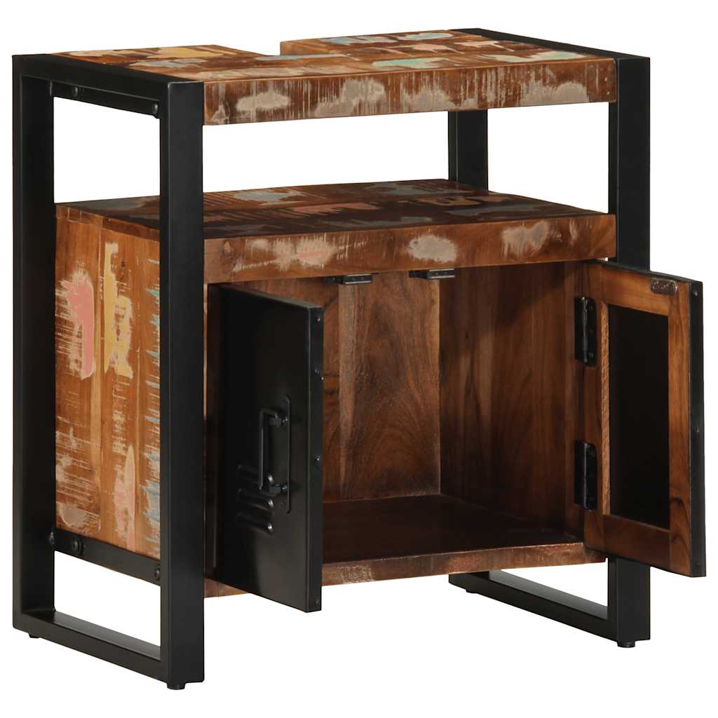 vidaXL Waschbeckenunterschrank 55x35x60 cm Altholz Massivholz
