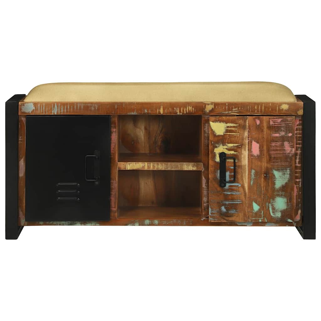 vidaXL Bank Schrank Mehrfarbig 100 x 35 x 50 cm Massivholz Altholz