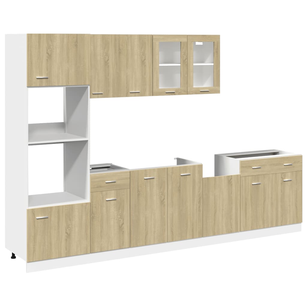 vidaXL 7-tlg. Küchenschrank-Set Lyon Sonoma-Eiche Holzwerkstoff