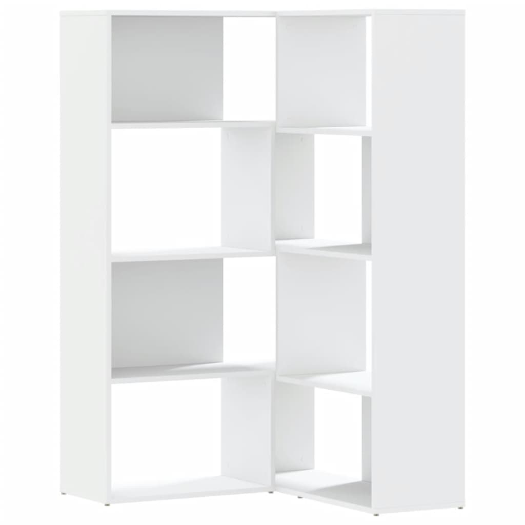vidaXL Eck-Bücherregal 4 Etagen Weiß 85x85x140 cm Holzwerkstoff