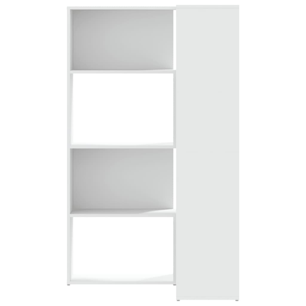 vidaXL Eck-Bücherregal 4 Etagen Weiß 85x85x140 cm Holzwerkstoff