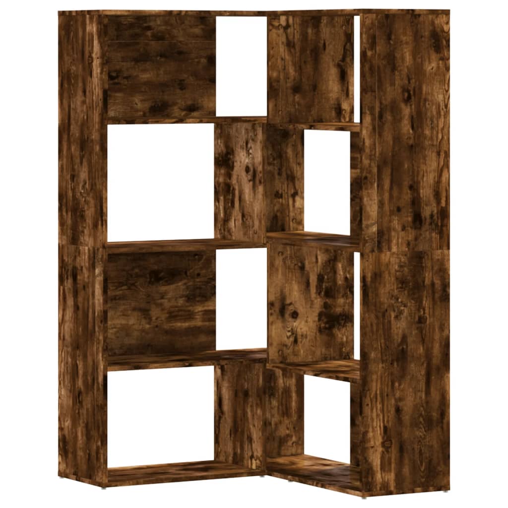 vidaXL Eck-Bücherregal 4 Etagen Räuchereiche 85x85x140cm Holzwerkstoff
