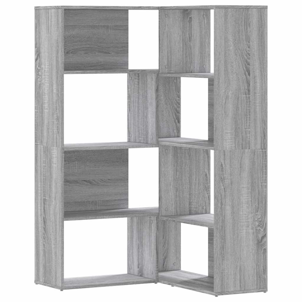 vidaXL Eck-Bücherregal 4 Etagen Grau Sonoma 85x85x140 cm Holzwerkstoff
