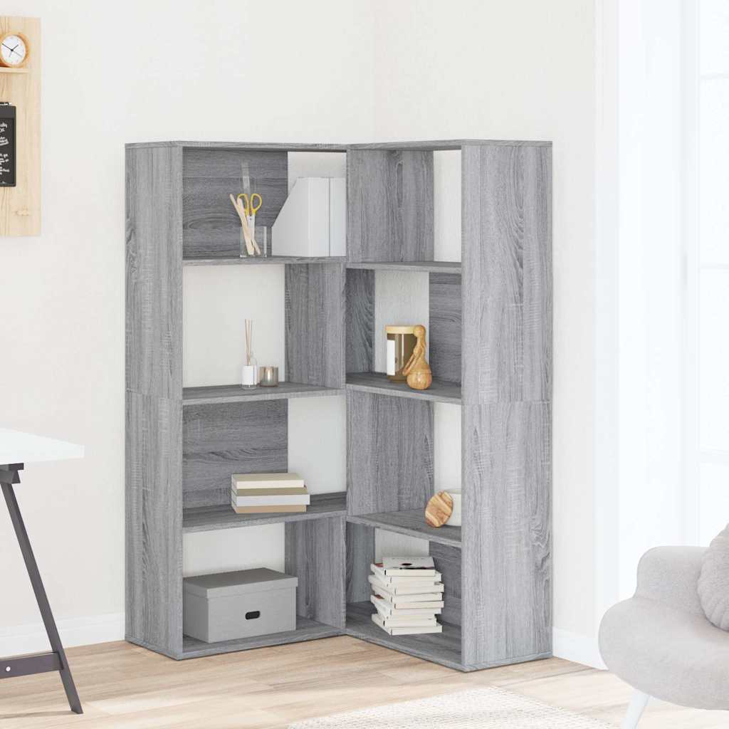 vidaXL Eck-Bücherregal 4 Etagen Grau Sonoma 85x85x140 cm Holzwerkstoff