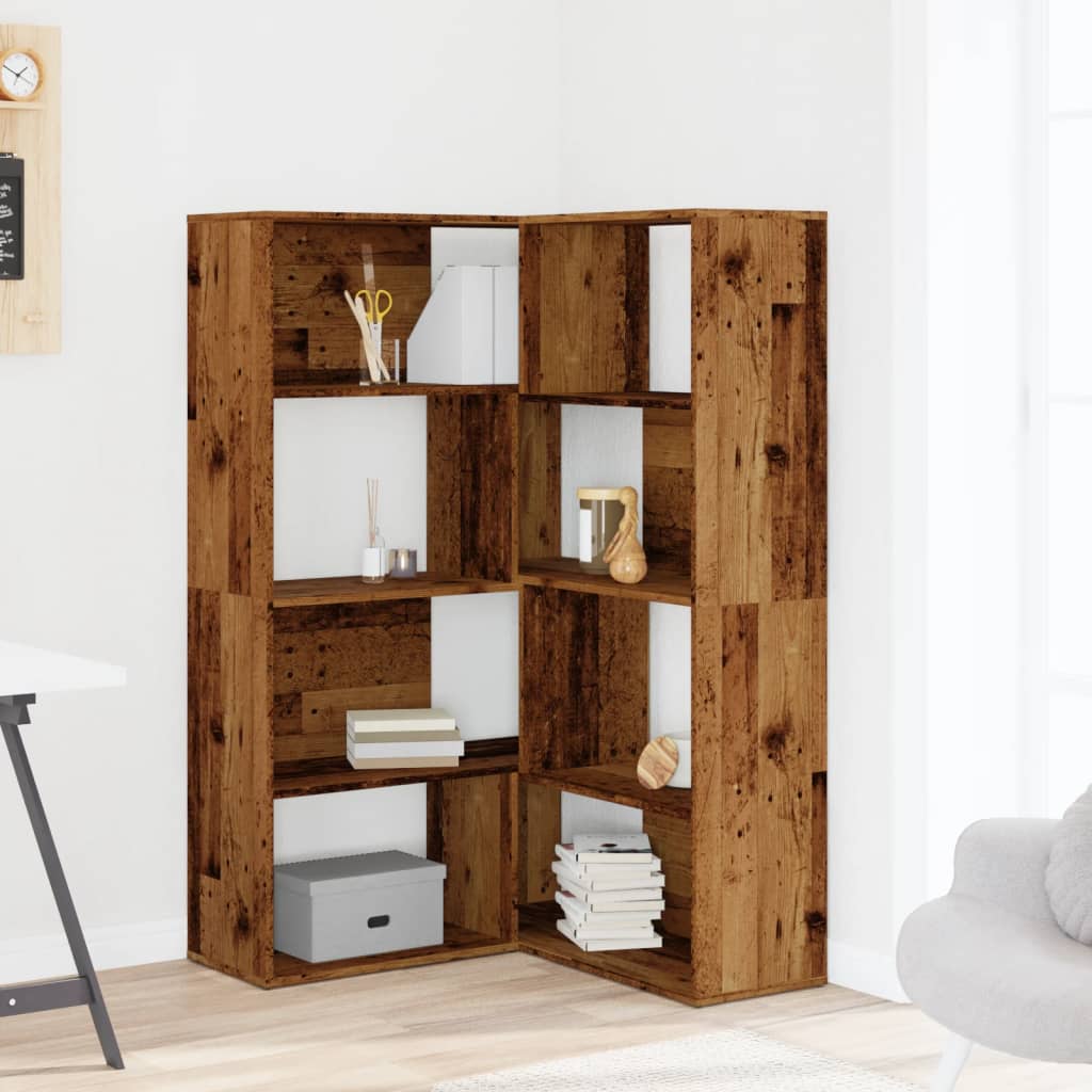vidaXL Eck-Bücherregal 4 Etagen Antikholz 85x85x140 cm Holzwerkstoff