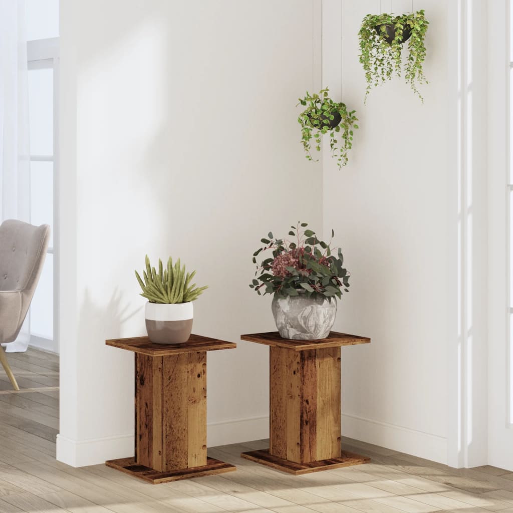 vidaXL Pflanzenständer 2 Stk. Altholz-Optik 30x30x40 cm Holzwerkstoff