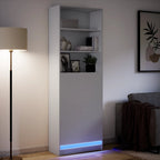 vidaXL Highboard mit LED-Beleuchtung Weiß 69x32,5x200 cm Holzwerkstoff