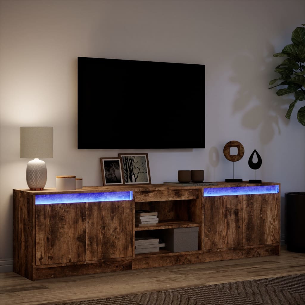 vidaXL TV-Schrank mit LED-Beleuchtung Räuchereiche 180x34x50 cm
