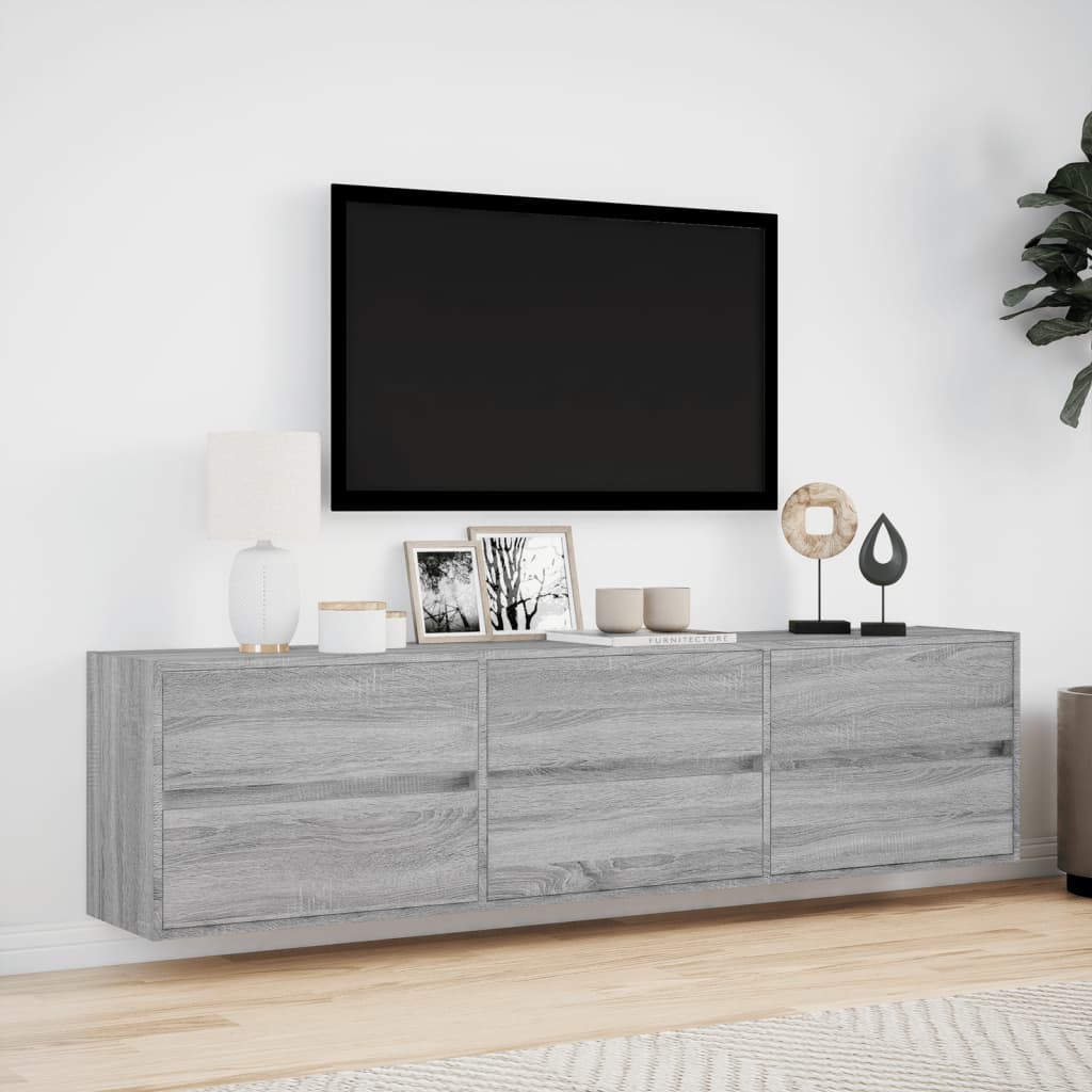 vidaXL TV-Wandschrank mit LED Grau Sonoma 180x31x45 cm