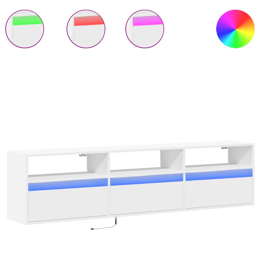 vidaXL TV-Wandschrank mit LED Weiß 180x31x45 cm