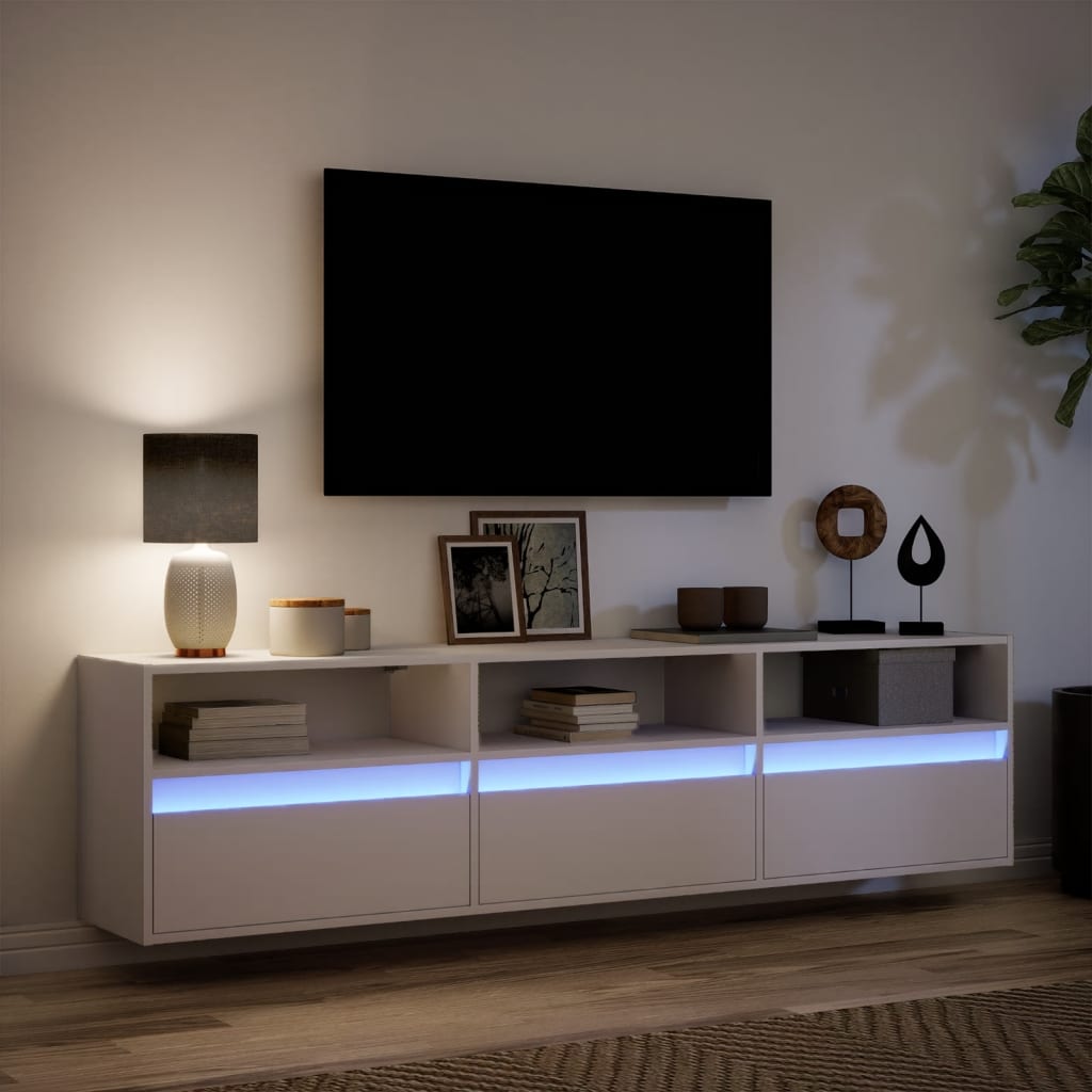 vidaXL TV-Wandschrank mit LED Weiß 180x31x45 cm