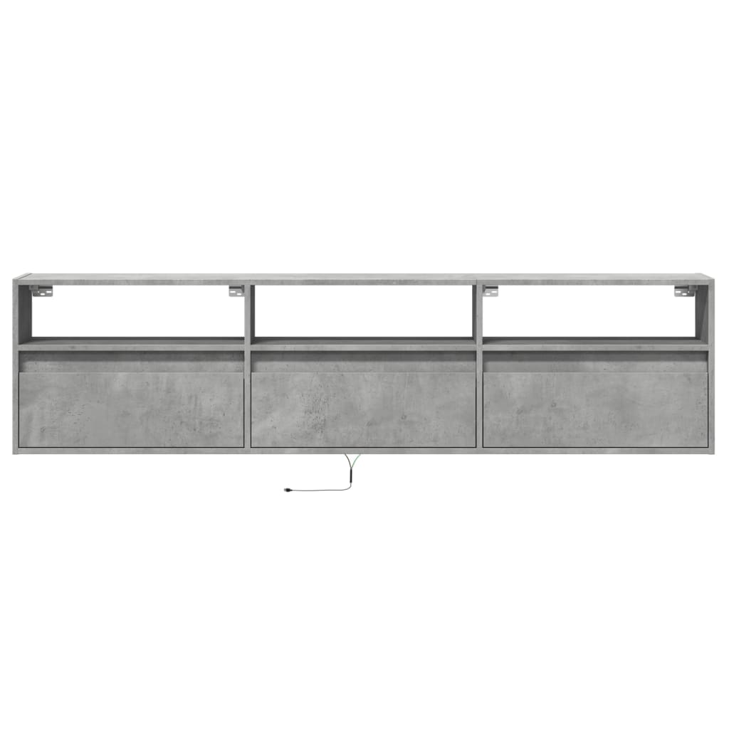 vidaXL TV-Wandschrank mit LED Betongrau 180x31x45 cm