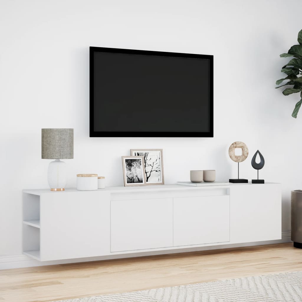 vidaXL TV-Wandschrank mit LED-Beleuchtung Weiß 180x31x39,5 cm