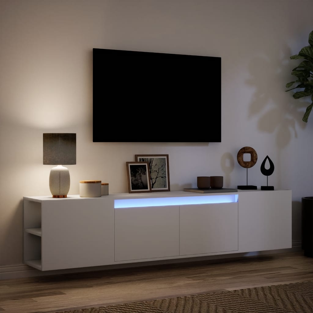 vidaXL TV-Wandschrank mit LED-Beleuchtung Weiß 180x31x39,5 cm