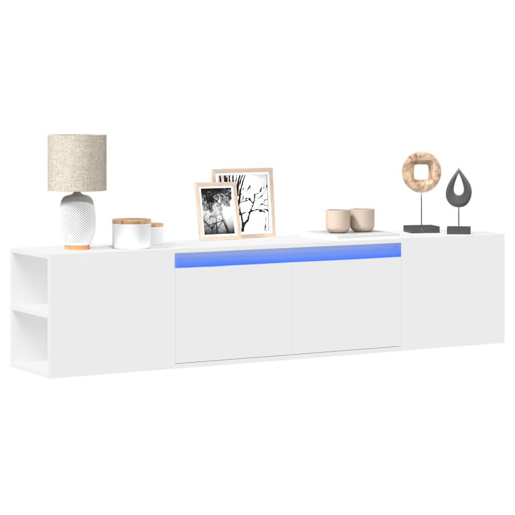 vidaXL TV-Wandschrank mit LED-Beleuchtung Weiß 180x31x39,5 cm