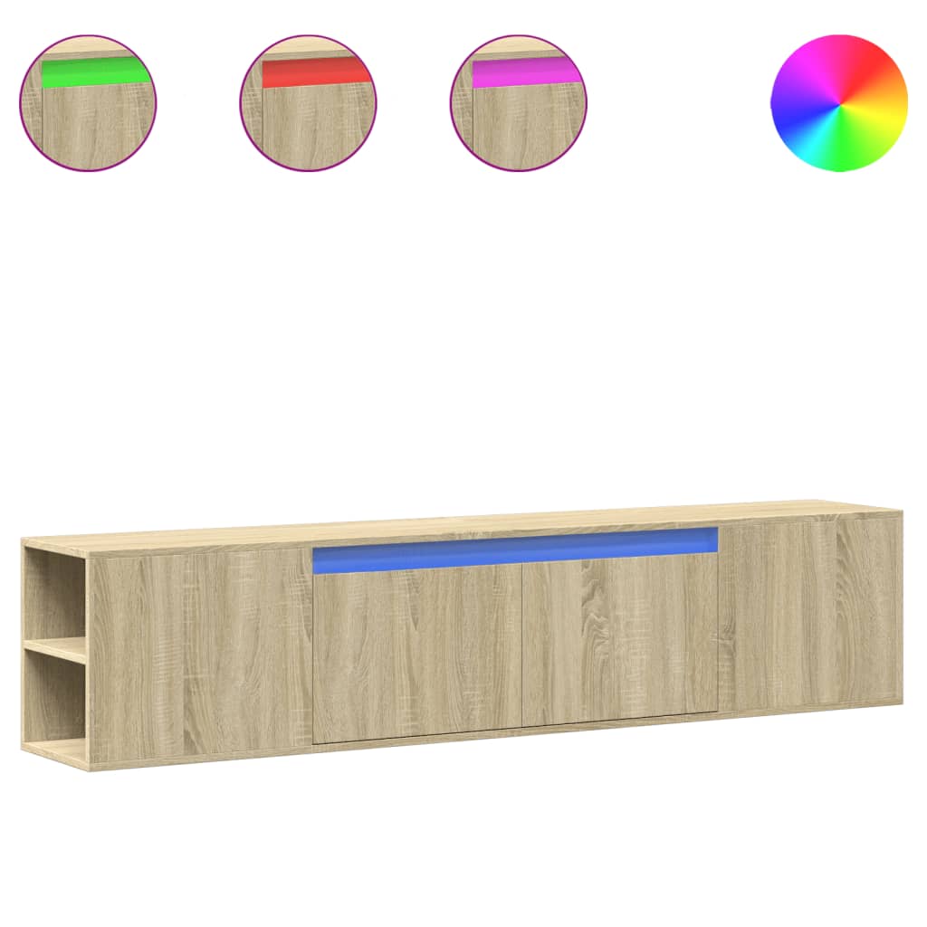 vidaXL TV-Wandschrank mit LED-Beleuchtung Sonoma-Eiche 180x31x39,5 cm