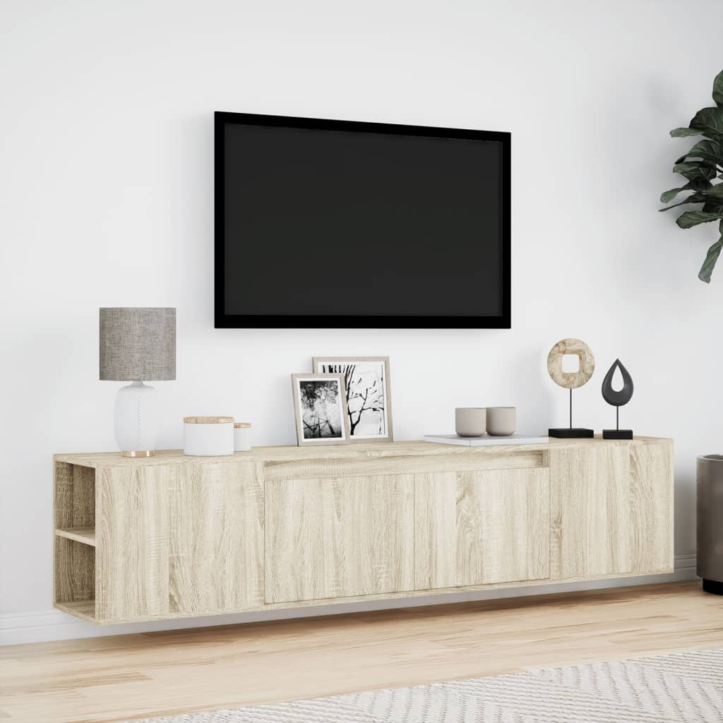 vidaXL TV-Wandschrank mit LED-Beleuchtung Sonoma-Eiche 180x31x39,5 cm