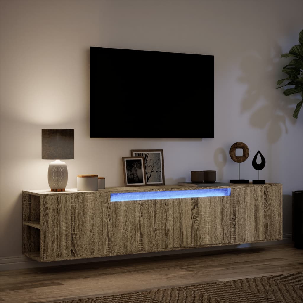 vidaXL TV-Wandschrank mit LED-Beleuchtung Sonoma-Eiche 180x31x39,5 cm