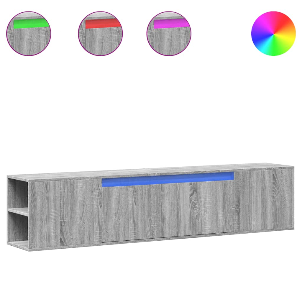 vidaXL TV-Wandschrank mit LED-Beleuchtung Grau Sonoma 180x31x39,5 cm